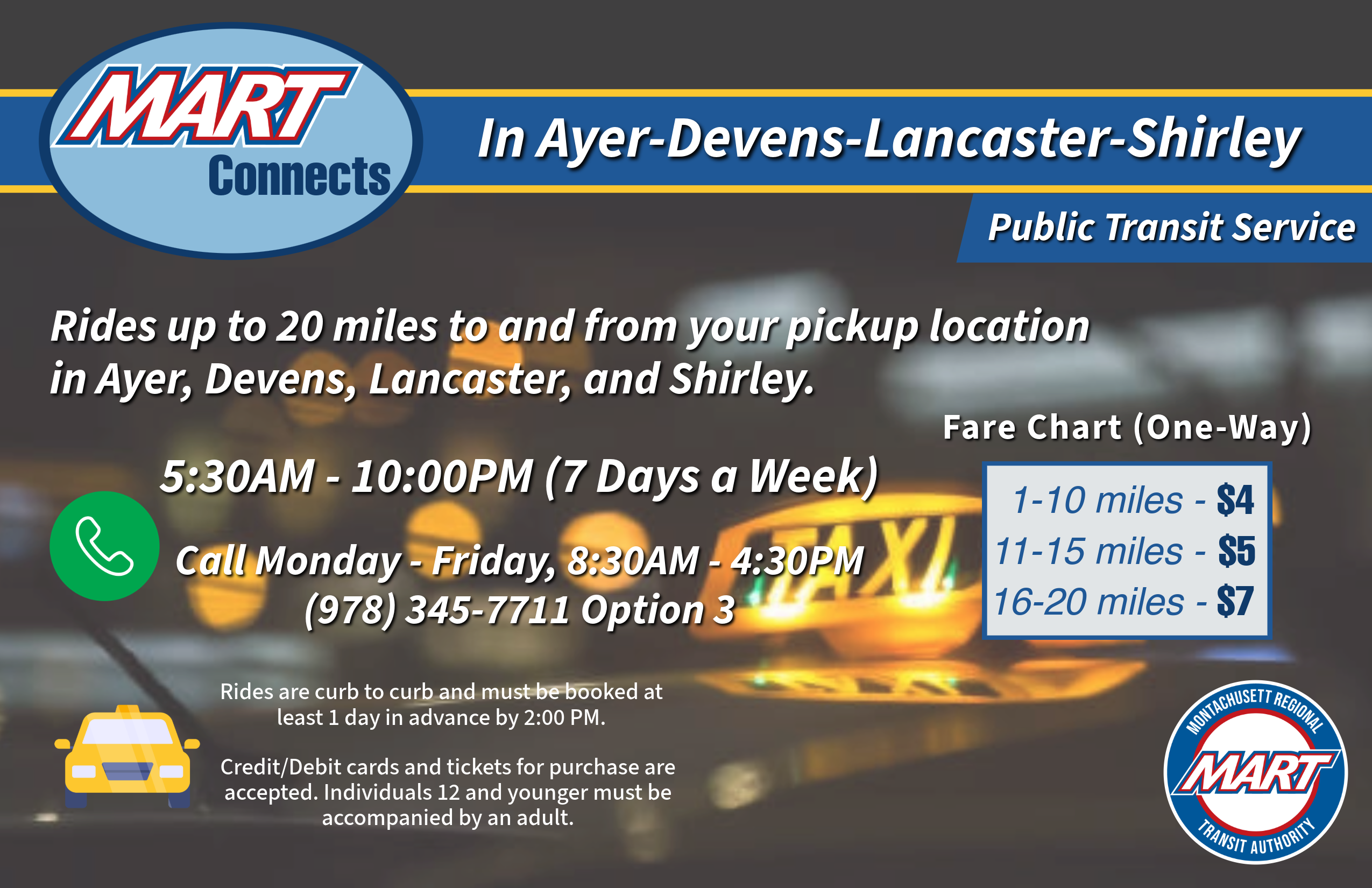 MART Connects coverage map for Ayer, Devens, Lancaster, and Shirley