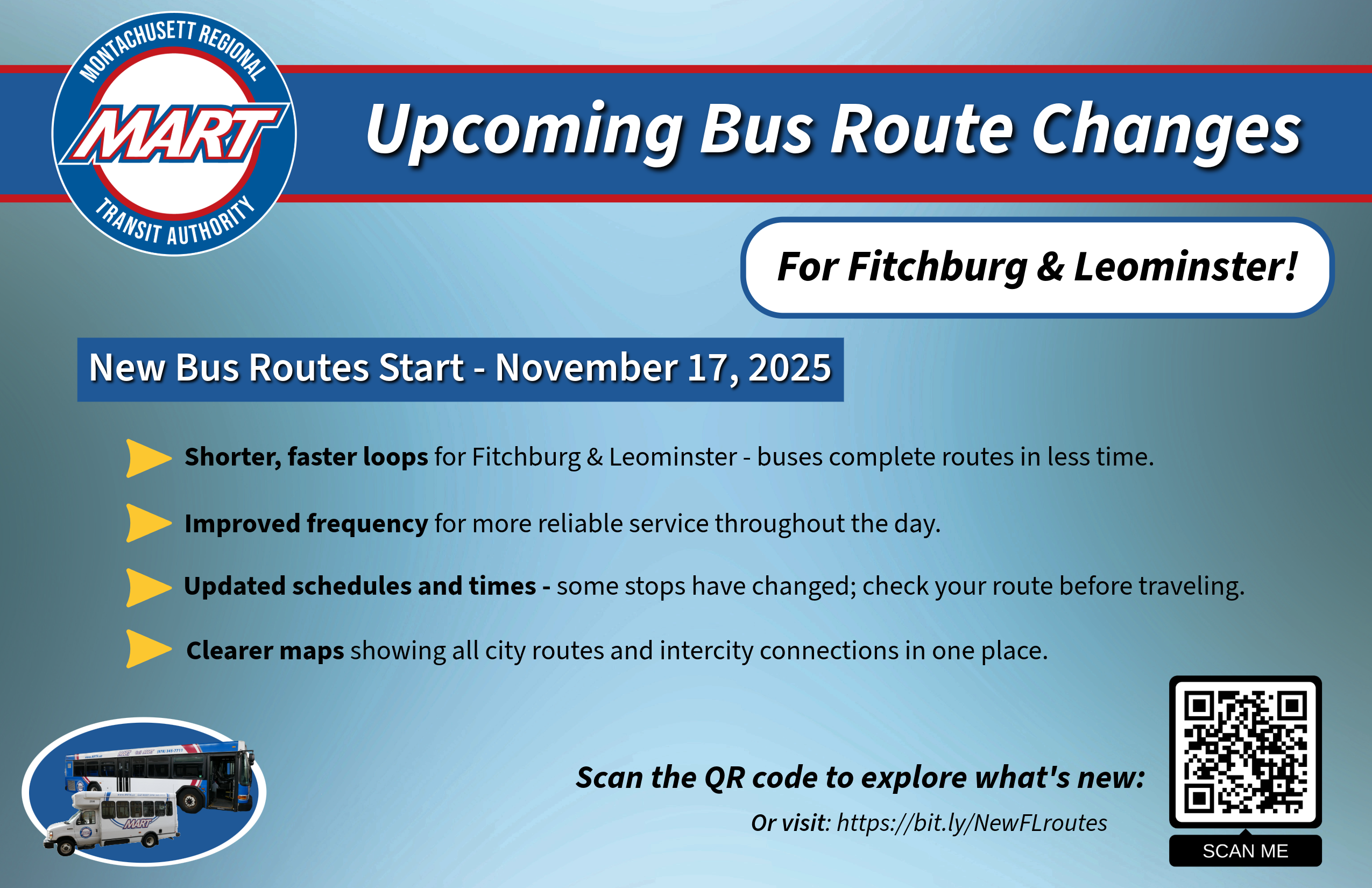 Fitchburg–Leominster New Routes announcement banner
